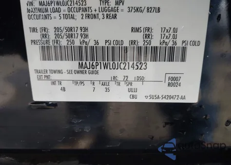 2018 Ford Ecosport Titanium from USA, damaged, VIN MAJ6P1WL0JC214523
